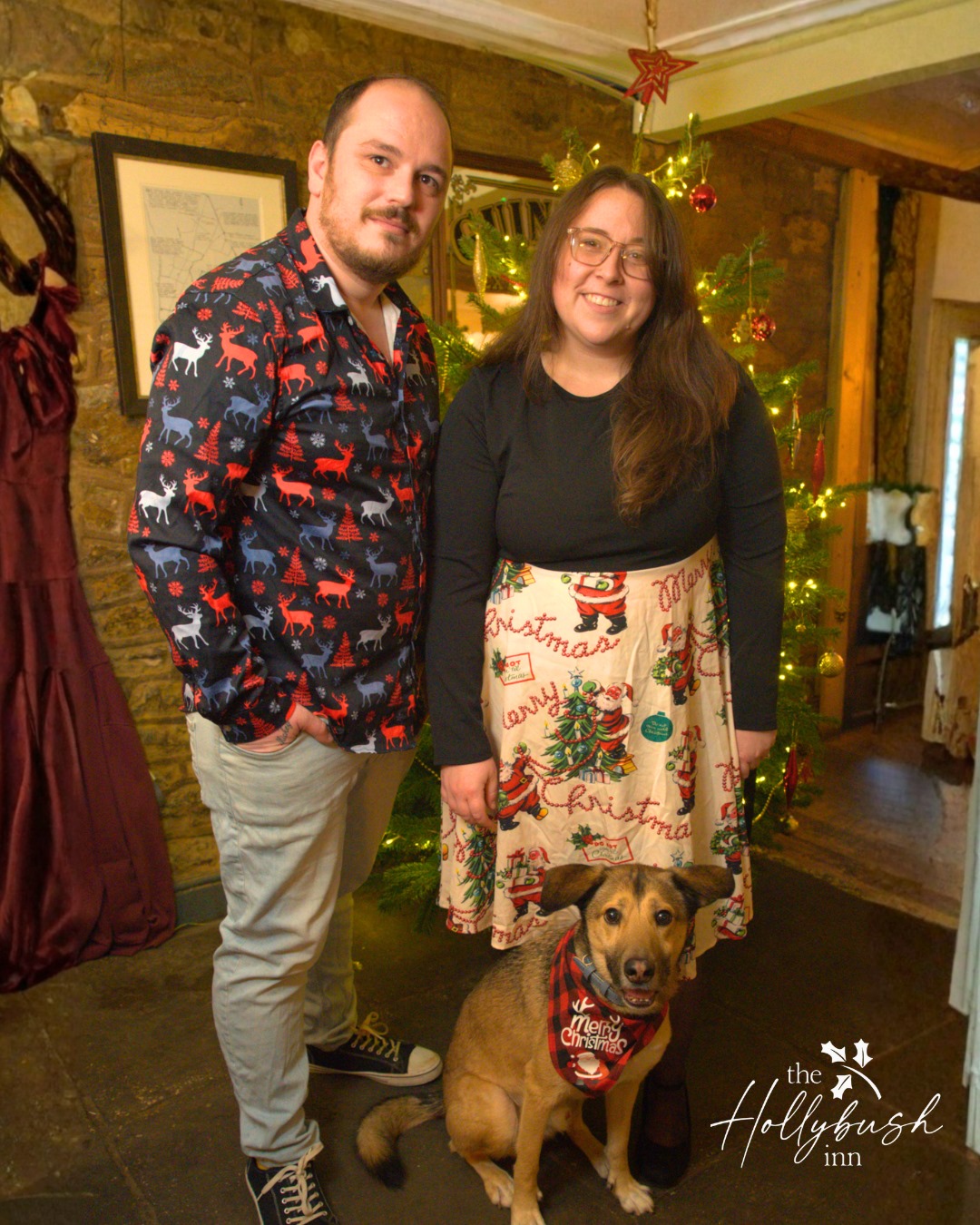 Rob and Summer, landlords of The Hollybush Inn, with their pub dog